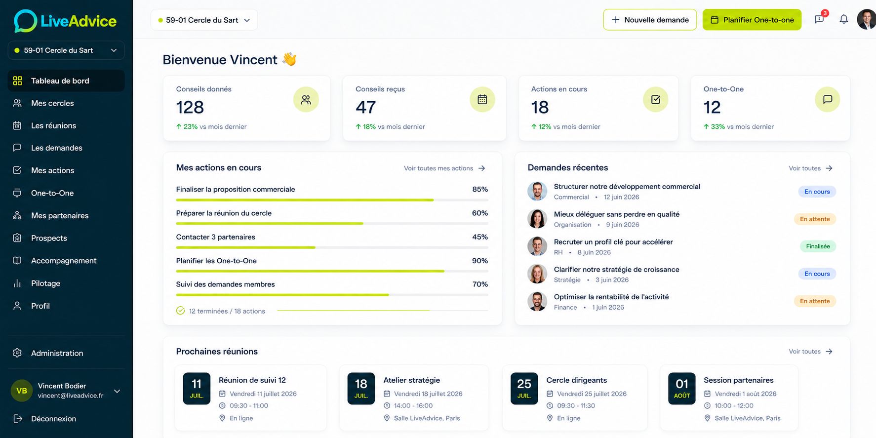 Aperçu de l'application LiveAdvice Connect